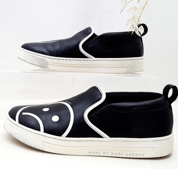 90's Marc Jacobs🔥Sad Face☹ Broom Slio On Sneakers Shoes - Picture 4 of 7